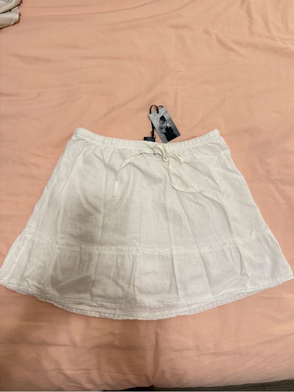 NWT Sincerely Jules White Tiered Linen Skirt Size S
